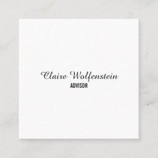 Minimalistische Elegante Script Zwart en Wit Vierkante Visitekaartje
