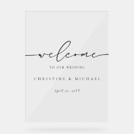 Minimalistische Elegante Scriptie Welkom Bruiloft Acryl Bord