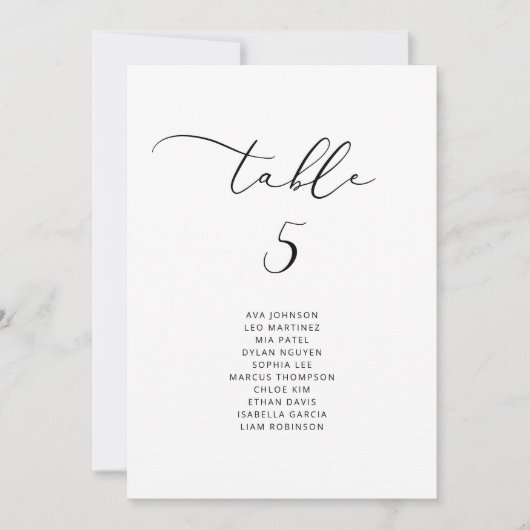 Minimalistische elegante Tafel Zitting Grafiek kaa Kaart (Voorkant)