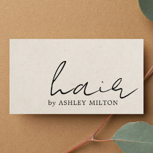 Minimalistische Elegante Textuur Beige Kapsalon Visitekaartje