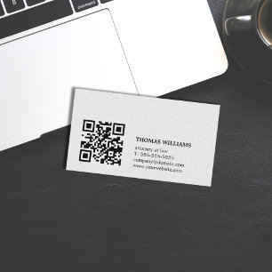 Minimalistische elegante textuur witte QR advocaat Visitekaartje
