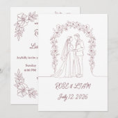 Minimalistische Elegante Trouw Uitnodiging (Voorkant / Achterkant)