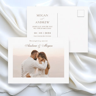 Minimalistische elegante trouwfoto briefkaart