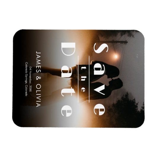 Minimalistische elegante trouwfoto save the date magneet (Horizontaal)