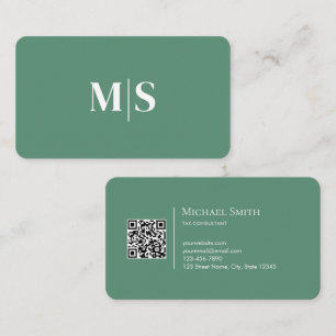Minimalistische Elegante Turquoise Groene Initiaal Visitekaartje