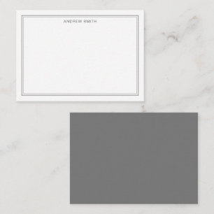 Minimalistische Elegante Twee Rand Zakelijk Grijs Notitiekaartje