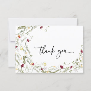 Minimalistische Elegante Waterverf Bloemen  Bedankkaart