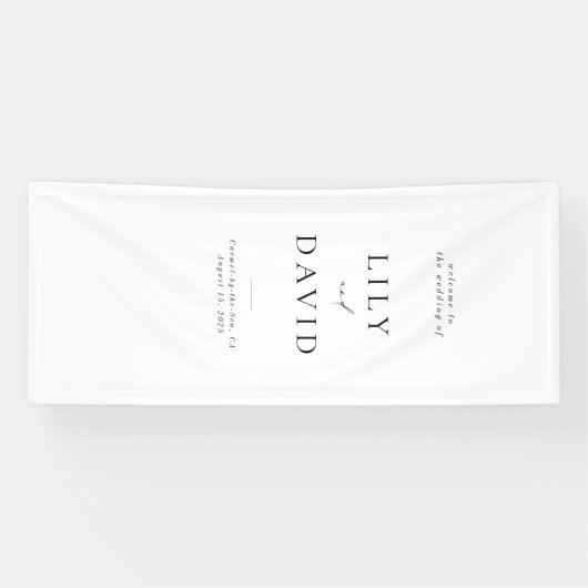 Minimalistische Elegante Welkom Trouwen Vinyl Bann Spandoek (Horizontaal)