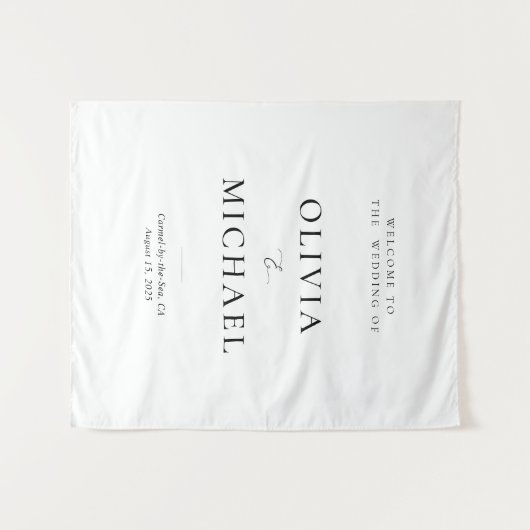 Minimalistische Elegante Welkomst Huwelijk  Wandkleed (Voorkant (horizontaal))