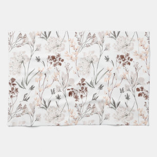 Minimalistische elegante wilde bloemen zachte bloe theedoek