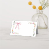Minimalistische elegante wildflower Bow plaatskaar (Voorkant)