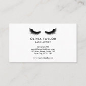 Minimalistische elegante wimpers zwart en wit visitekaartje (Achterkant)