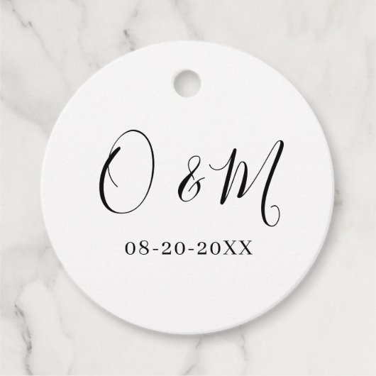 Minimalistische Elegante Witte Monogram Klassieke  Bedankjes Labels (Voorkant)