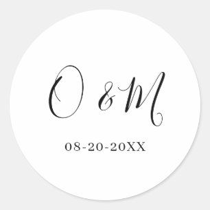 Minimalistische Elegante Witte Monogram Klassieke  Ronde Sticker