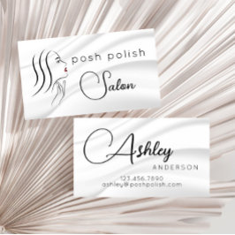 Minimalistische elegante witte professionele salon visitekaartje