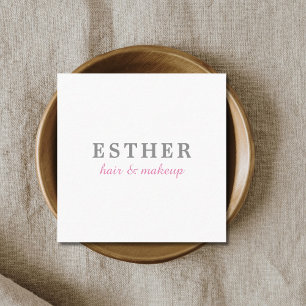 Minimalistische Elegante Witte Roze Hair&Make-up Vierkante Visitekaartje