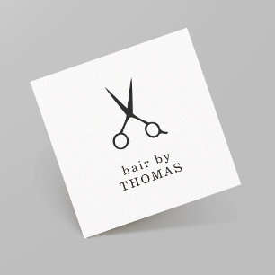 Minimalistische Elegante Zwart-Wit Kapsalon Stylis Vierkante Visitekaartje