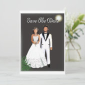 Minimalistische elegante zwart-wit Save the Date (Staand voorkant)