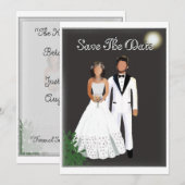 Minimalistische elegante zwart-wit Save the Date (Voorkant / Achterkant)
