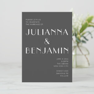 Minimalistische Elegante Zwart-Wit Stad Huwelijk Kaart