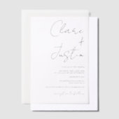 Minimalistische Elegante zwarte moderne script bru Vellum Uitnodigingen (Offset)