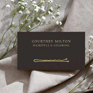 Minimalistische Elegante Zwarte Nep Gouden Kapper Visitekaartje