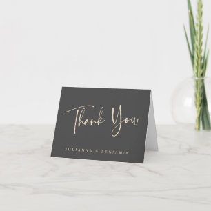 Minimalistische Elegante Zwarte Script Trouwkaart Bedankkaart