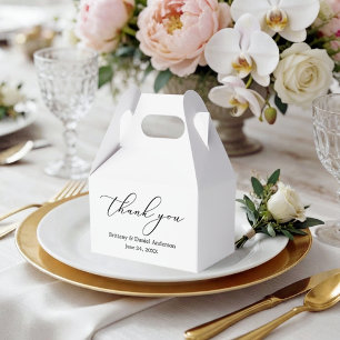 Minimalistische Elegantie Calligrafie Trouw Gable Bedankdoosjes
