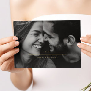 MINIMALISTISCHE elegantie Foto Save The Date Gold Folie Uitnodiging