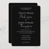 Minimalistische elegantie zwart-wit bruiloft kaart (Voorkant / Achterkant)