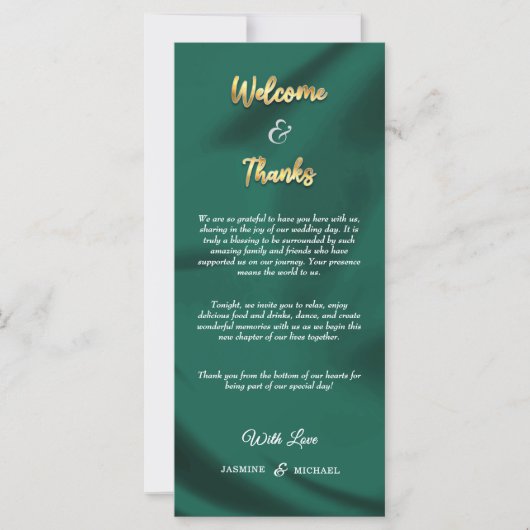 Minimalistische Emerald en Gold Script Welkom Beda (Voorkant)