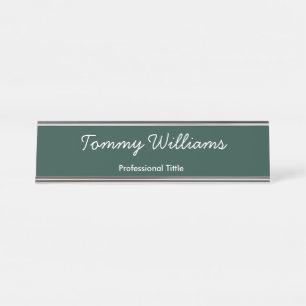 Minimalistische Emerald Green Professional Eenvoud Bureau Naambordje