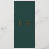 Minimalistische Emerald Groene Monogram Bruiloft Menu (Achterkant)