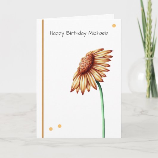 Minimalistische en elegante zonnesbloem Aangepaste Kaart (Voorkant)