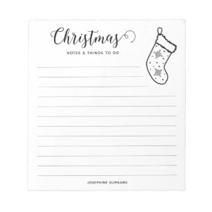 Minimalistische en Festive Kerstsok Lijnkunst Notitieblok