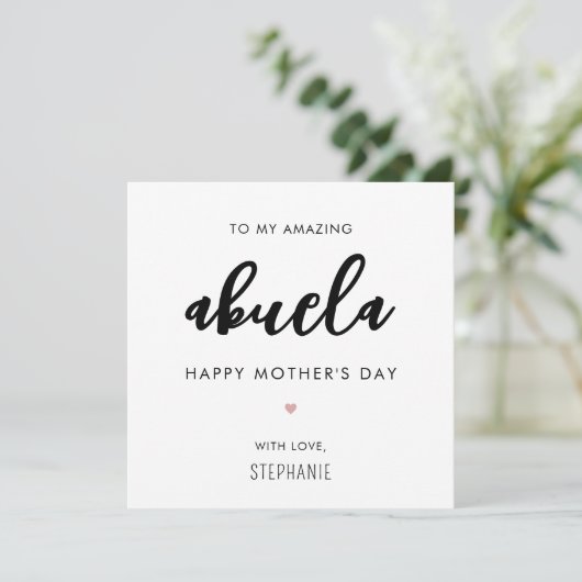 Minimalistische en moderne Abuela oma Moederdag Kaart (Staand voorkant)