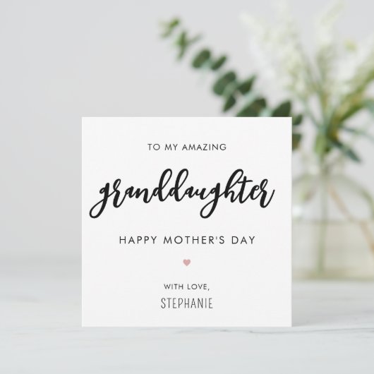 Minimalistische en moderne kleindochter Moederdag Kaart (Staand voorkant)