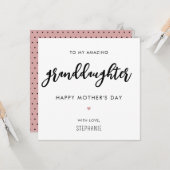 Minimalistische en moderne kleindochter Moederdag Kaart (Voorkant / Achterkant in situ)