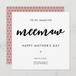 Minimalistische en moderne Meemaw oma Moederdag Kaart