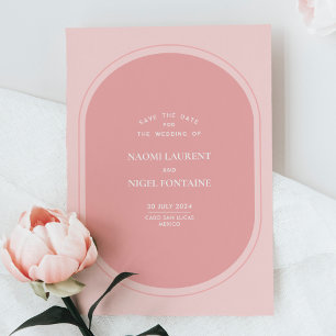 Minimalistische en moderne roze Save The Date kaar Kaart