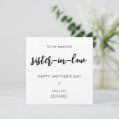 Minimalistische en moderne schoonzus Moederdag Kaart (Staand voorkant)