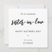 Minimalistische en moderne schoonzus Moederdag Kaart (Voorkant)