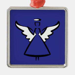 Minimalistische engelenvleugels & halo Modern gr Metalen Ornament