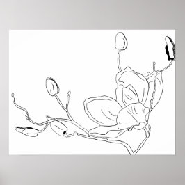 Minimalistische enkelvoudige magnolia-omtrek poster