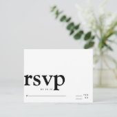 minimalistische enkelvoudige zwart-witte vetgedruk RSVP kaartje (Staand voorkant)