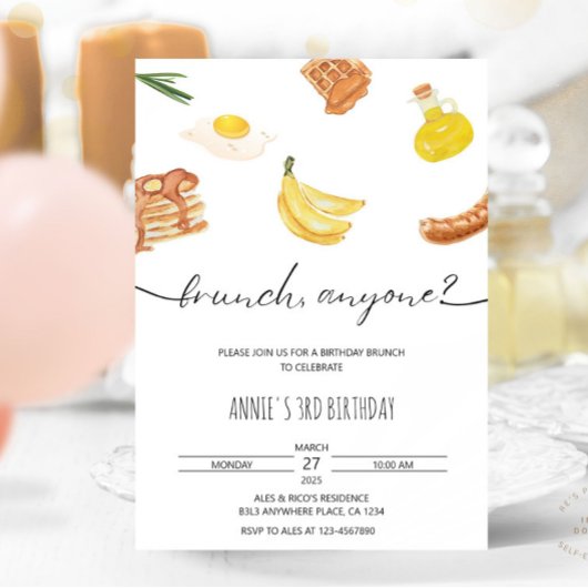 Minimalistische esthetische verjaardagsbrunch Wate Kaart