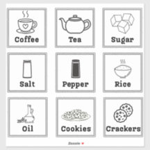 Minimalistische etiketten voor voedselopslag in de