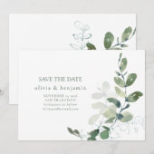 Minimalistische eucalyptus botanische Natuur Save The Date (Voorkant / Achterkant)