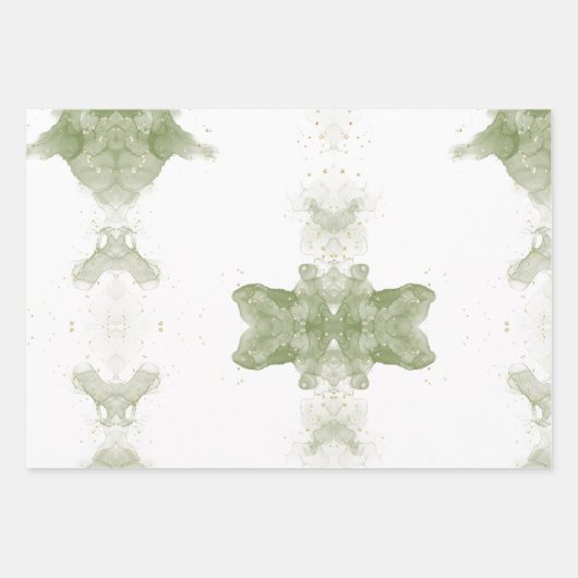 Minimalistische eucalyptus bruiloft wit grijs groe inpakpapier vel (Voorkant)