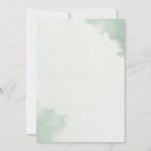 Minimalistische eucalyptus groen bruiloft kaart (Achterkant)